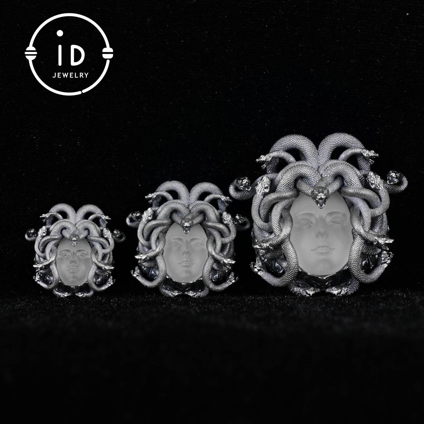 Medusa Pendant | Handmade 925 Silver & White Crystal | Mythical Statement Jewelry