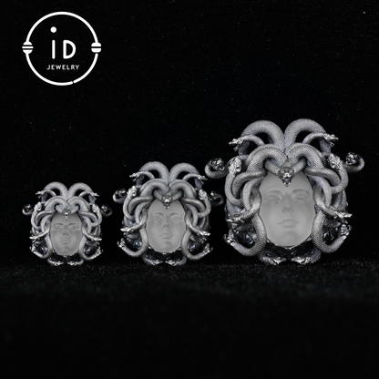 Medusa Pendant | Handmade 925 Silver & White Crystal | Mythical Statement Jewelry