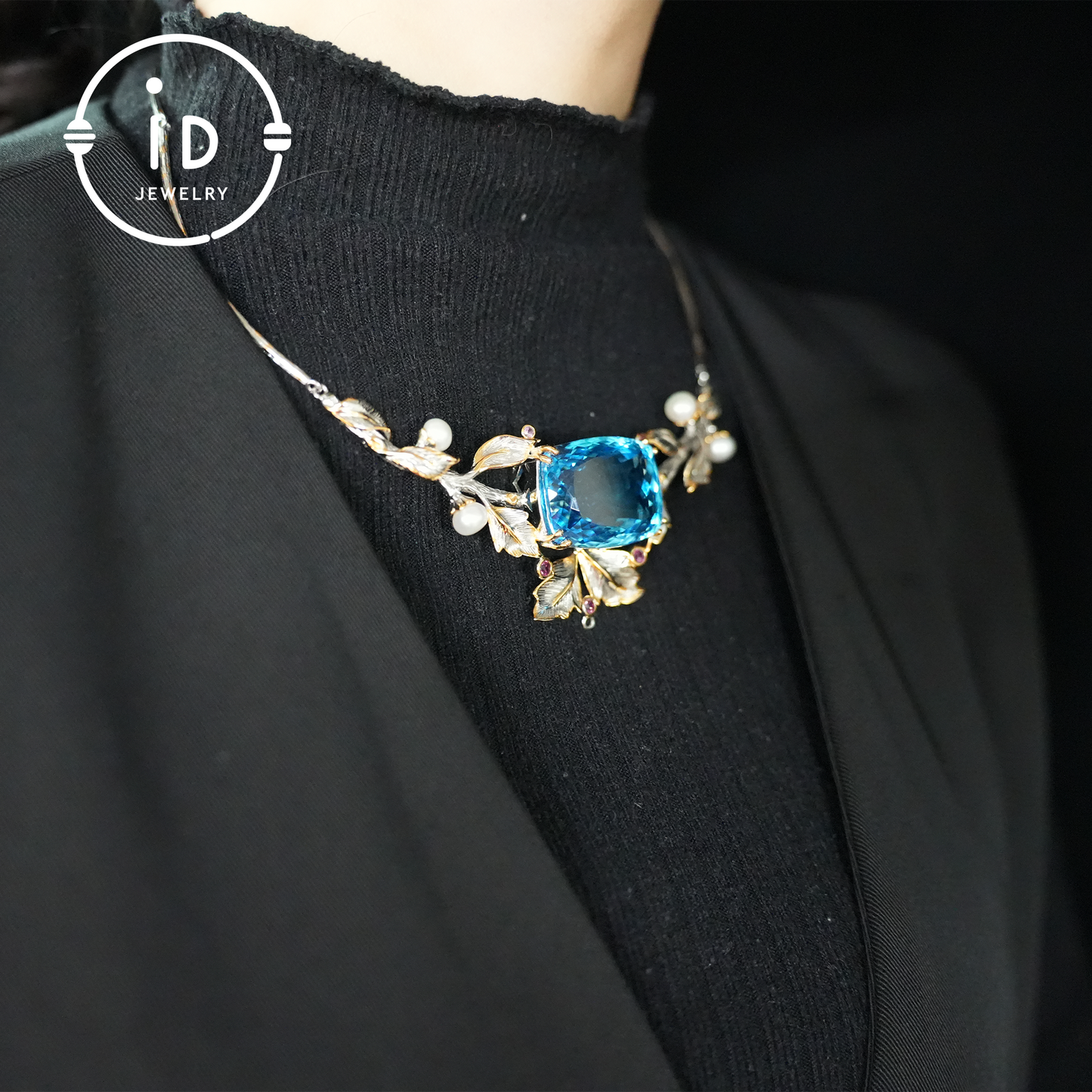 Luxury Natural Topaz Necklace | Handmade Vintage Jewelry | 925 Silver with Gold Plating | Elegant Statement Necklace for Women | Perfect Gift