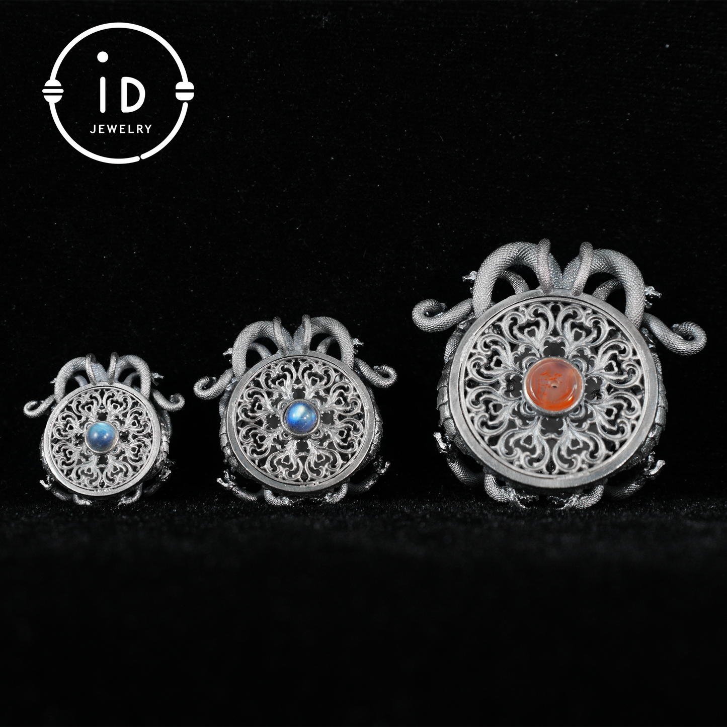 Medusa Pendant | Handmade 925 Silver & White Crystal | Mythical Statement Jewelry