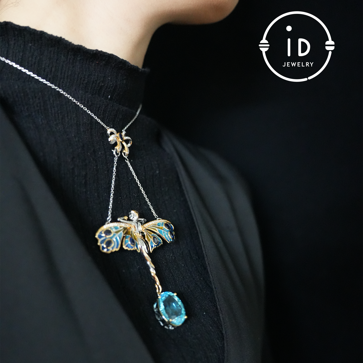 Magical Fairy Necklace| Natural Topaz Pendant| Gold-Plated Brooch| Handmade Vintage Jewelry| Unique Gift for Women