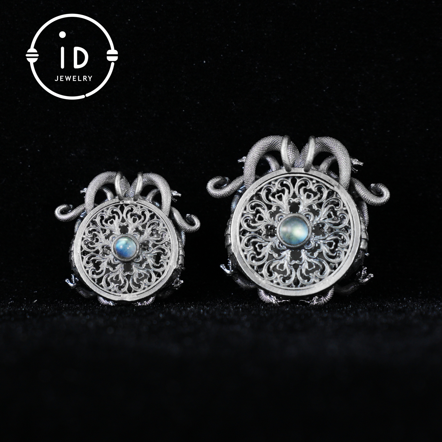 Sleeping Eye Pendant, Silver Medusa Jewelry, Closed-Eye Goddess Amulet with Quartz and Emerald