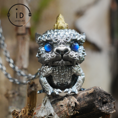 925 silver pendant with labradorite, handcrafted gothic vintage necklace, gift for men Christmas birthday