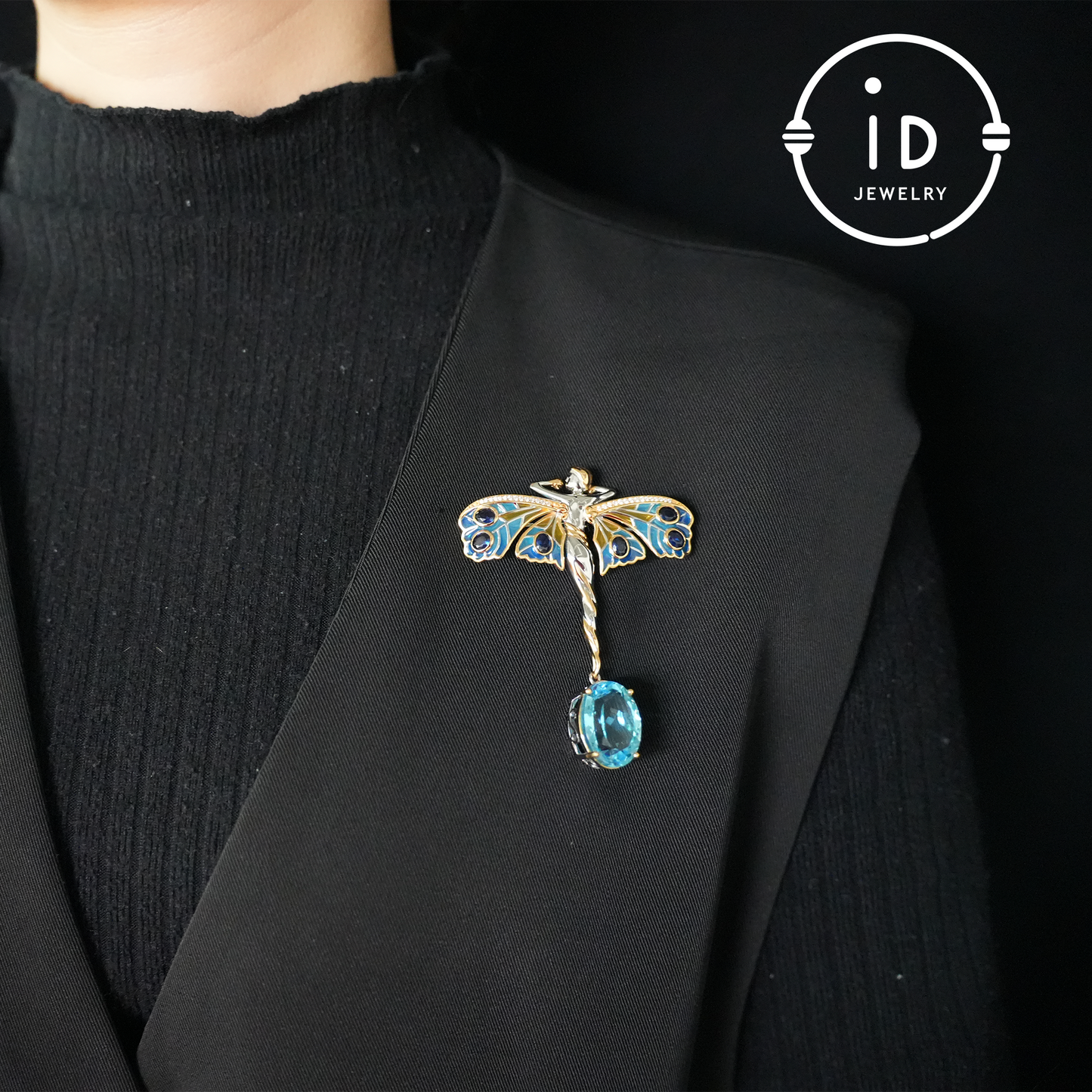 Magical Fairy Necklace| Natural Topaz Pendant| Gold-Plated Brooch| Handmade Vintage Jewelry| Unique Gift for Women