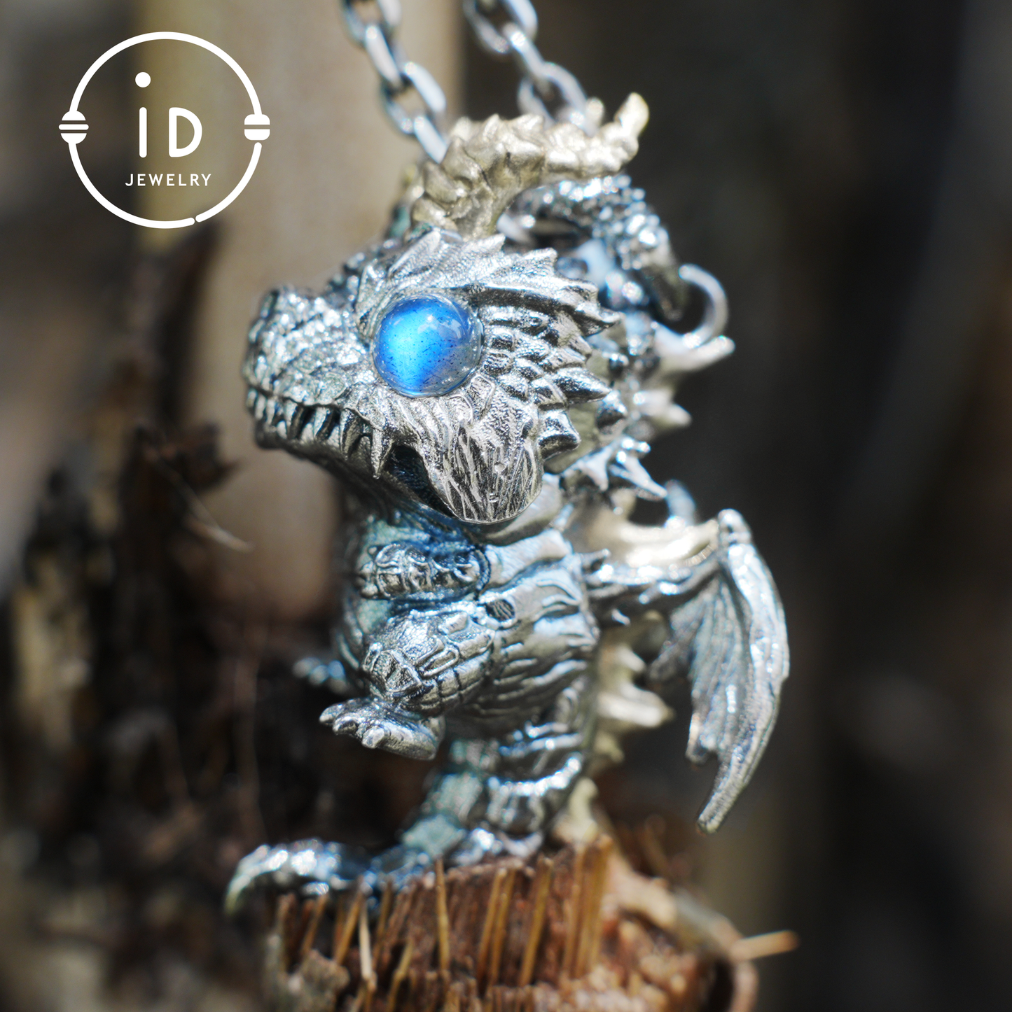 925 Silver Dragon Pendant with Labradorite, Handmade Gothic Necklace , Jewelry Gift for Men Birthday Christmas