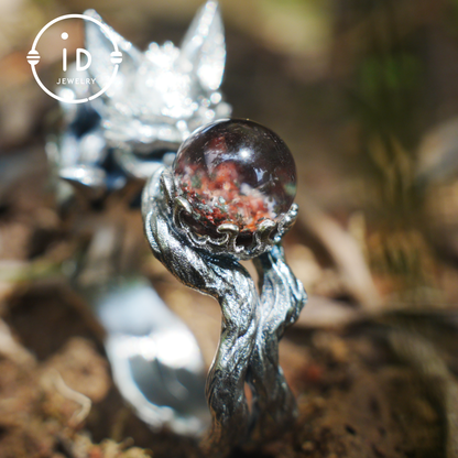 925 Silver Fox Ring, Handmade Animal Jewelry Gothic Vintage Style, Crystal Gift for Women Birthday Christmas
