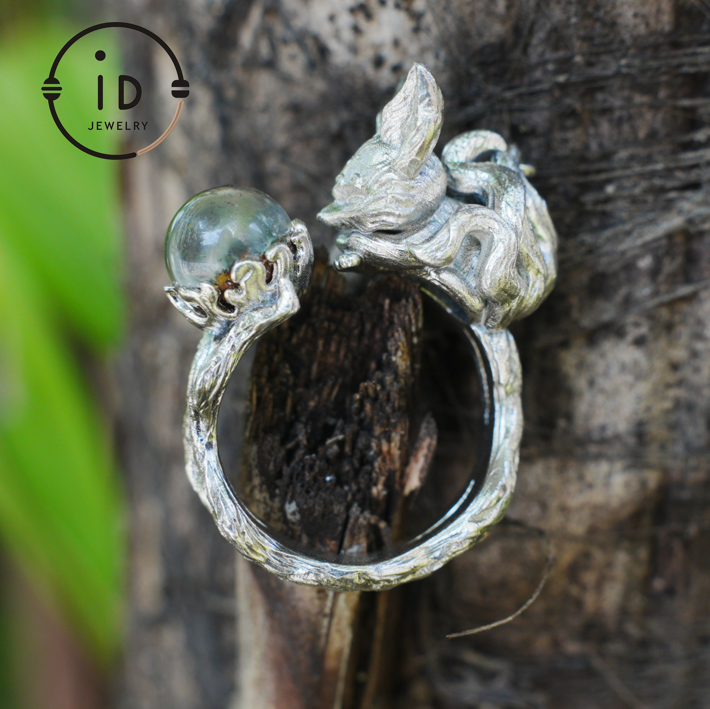 925 Silver Fox Ring, Handmade Animal Jewelry Gothic Vintage Style, Crystal Gift for Women Birthday Christmas