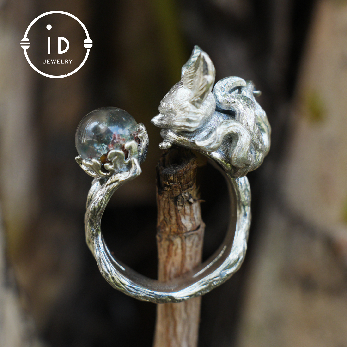 925 Silver Fox Ring, Handmade Animal Jewelry Gothic Vintage Style, Crystal Gift for Women Birthday Christmas