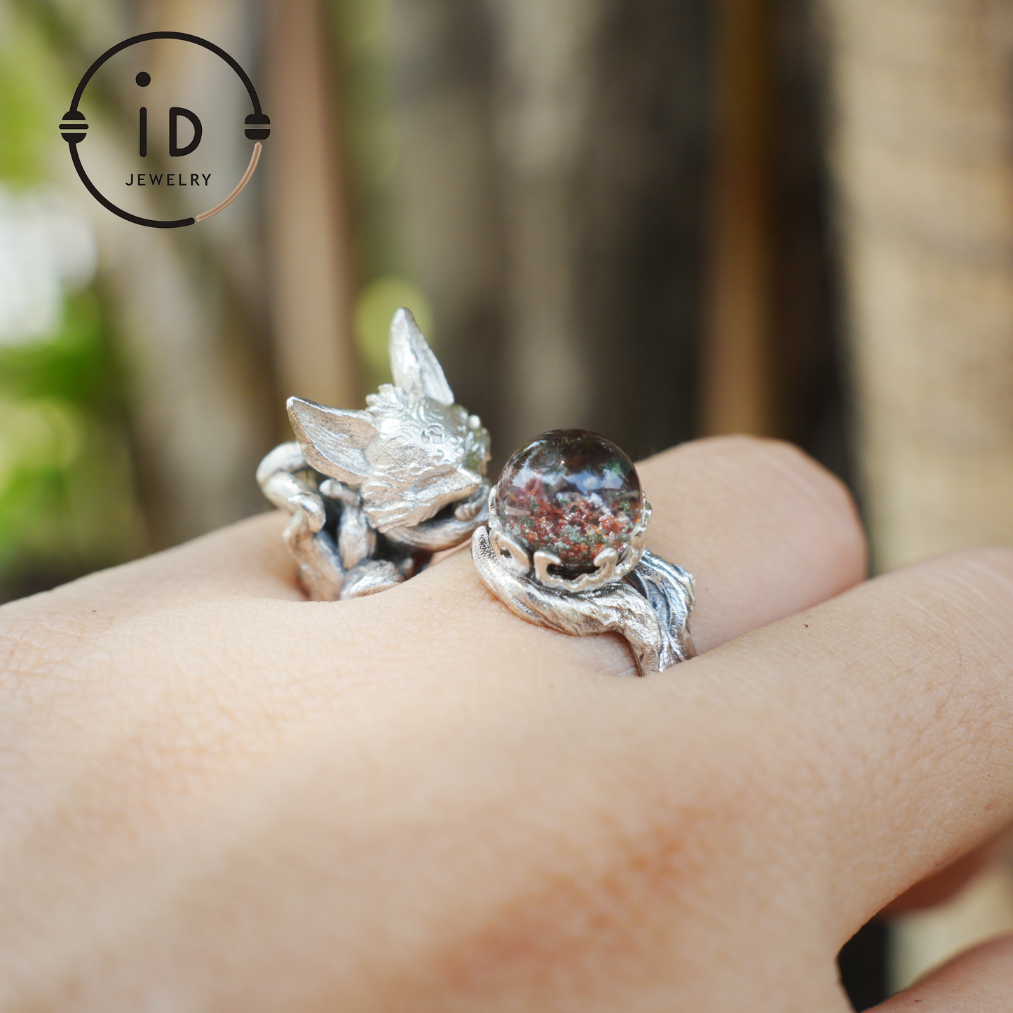 925 Silver Fox Ring, Handmade Animal Jewelry Gothic Vintage Style, Crystal Gift for Women Birthday Christmas