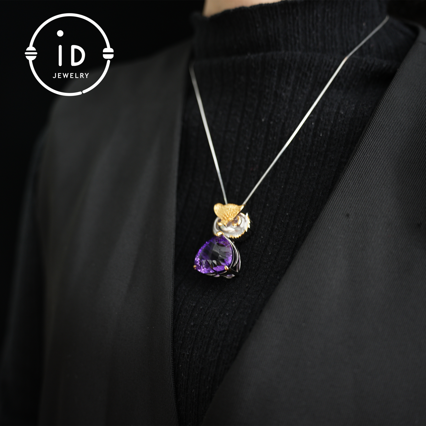 Owl Pendant Necklace| Amethyst Jewelry| Vintage Animal Pendant| Sterling Silver Necklace| Handmade Jewelry| Gift for Women| Mystic Jewelry