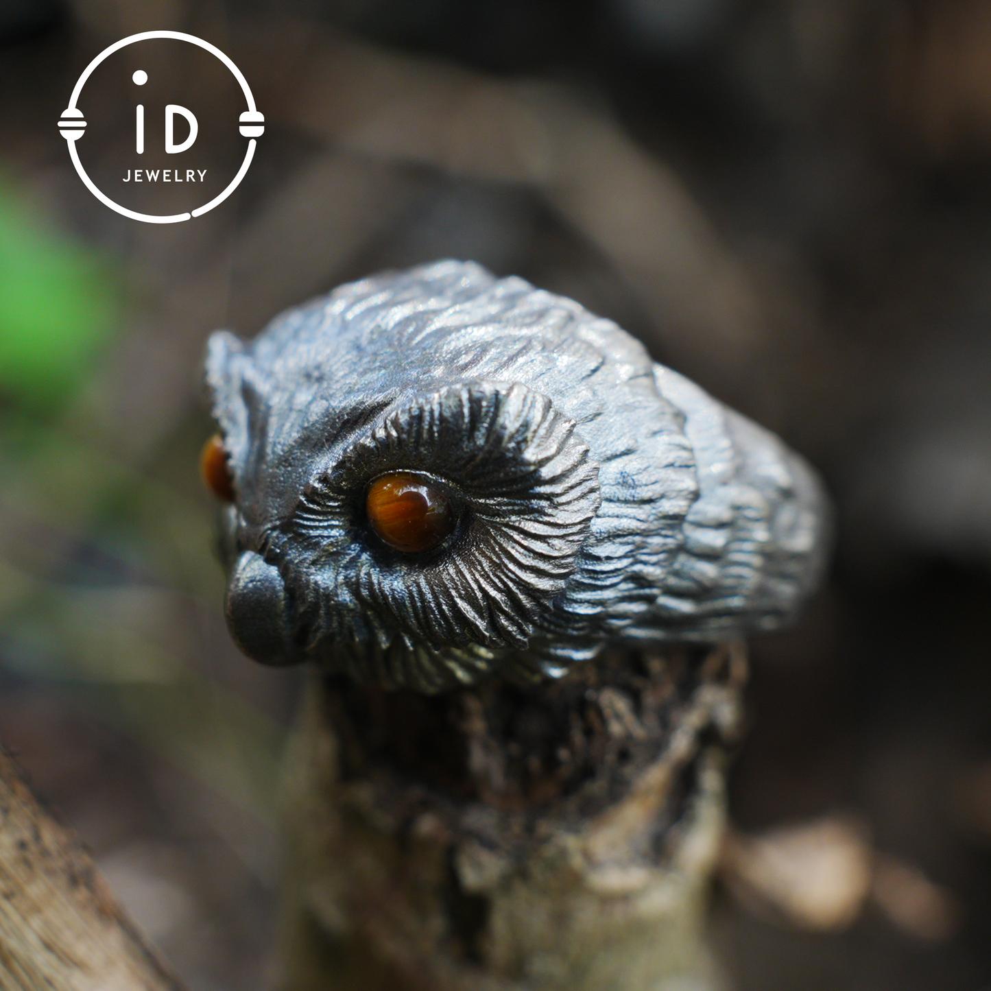 925 silver owl ring with tiger eye, gothic animal jewelry, handcrafted talisman ring, gift for men birthday Christmas