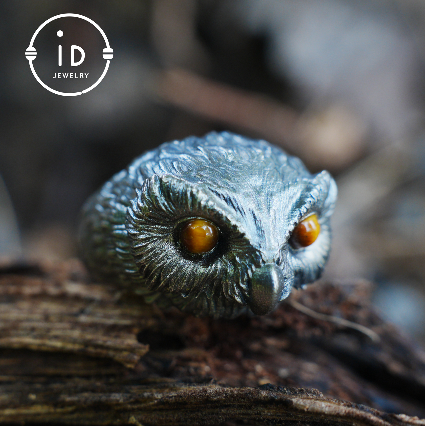 925 silver owl ring with tiger eye, gothic animal jewelry, handcrafted talisman ring, gift for men birthday Christmas