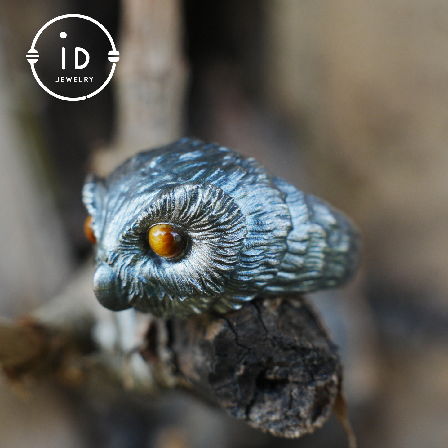 925 silver owl ring with tiger eye, gothic animal jewelry, handcrafted talisman ring, gift for men birthday Christmas