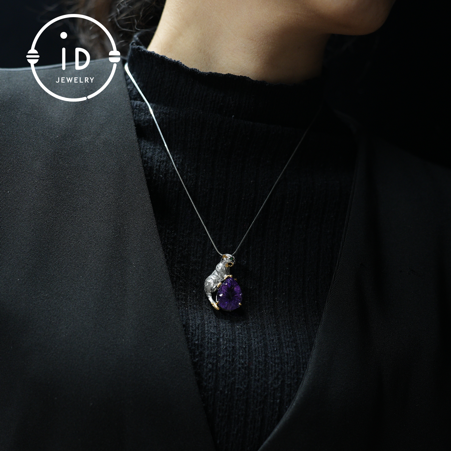 Handmade Cat Pendant| Natural Amethyst| Animal Jewelry| Purple Gemstone Necklace| Gold-plated Jewelry| Unique Gift for Cat Lovers