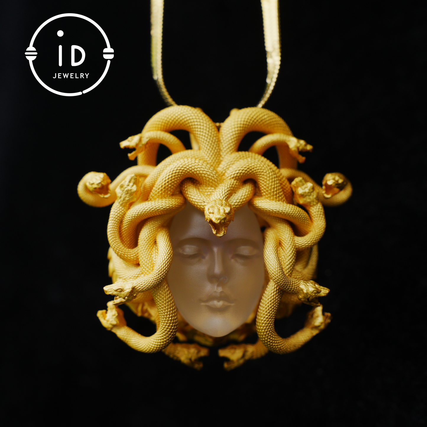 Medusa Pendant | Handmade 925 Silver & White Crystal | Mythical Statement Jewelry