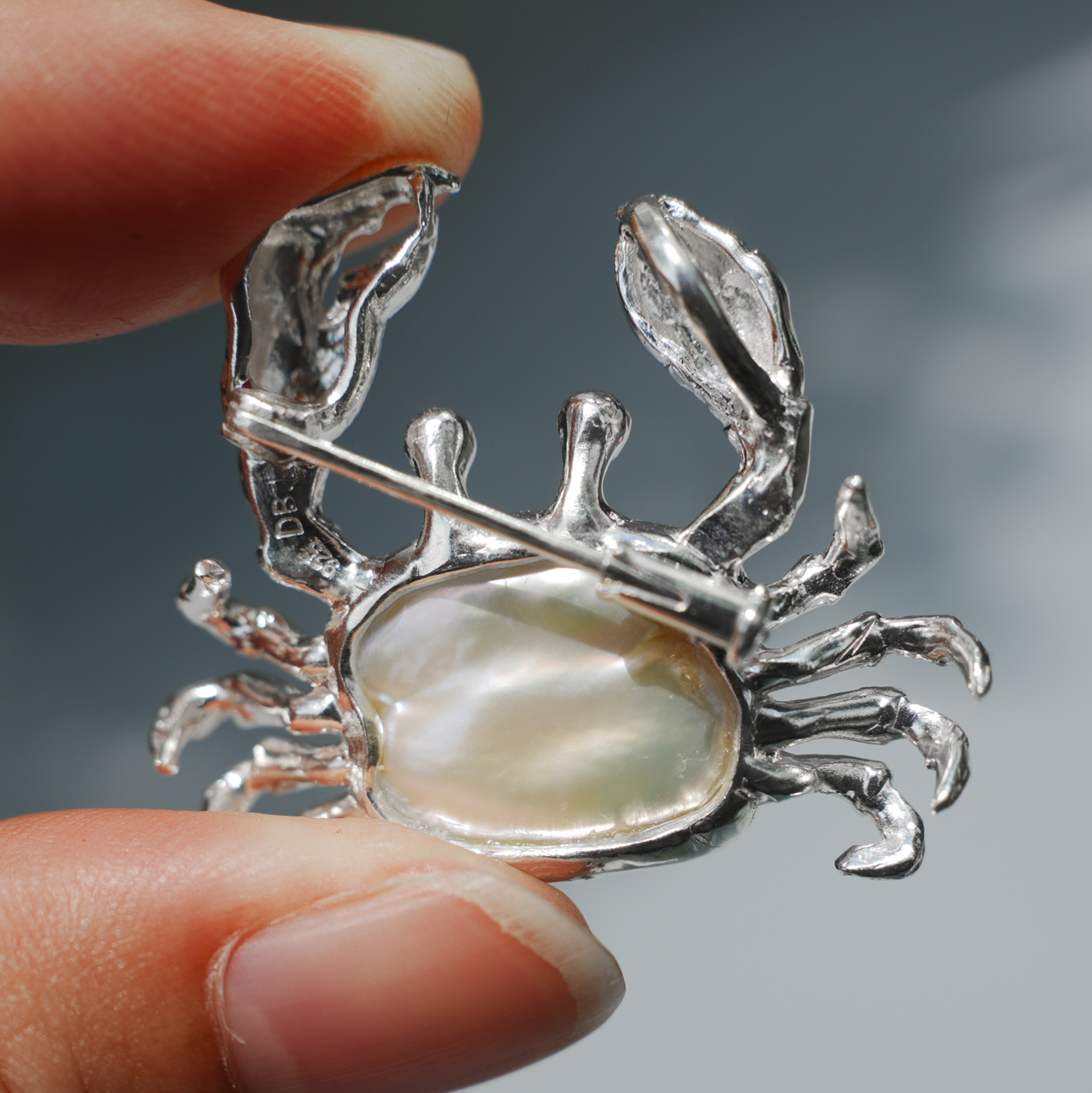 925 Silver Crab Brooch Pendant | Baroque Pearl Jewelry | Handmade Ocean Gift for Her | Nature-Inspired Design