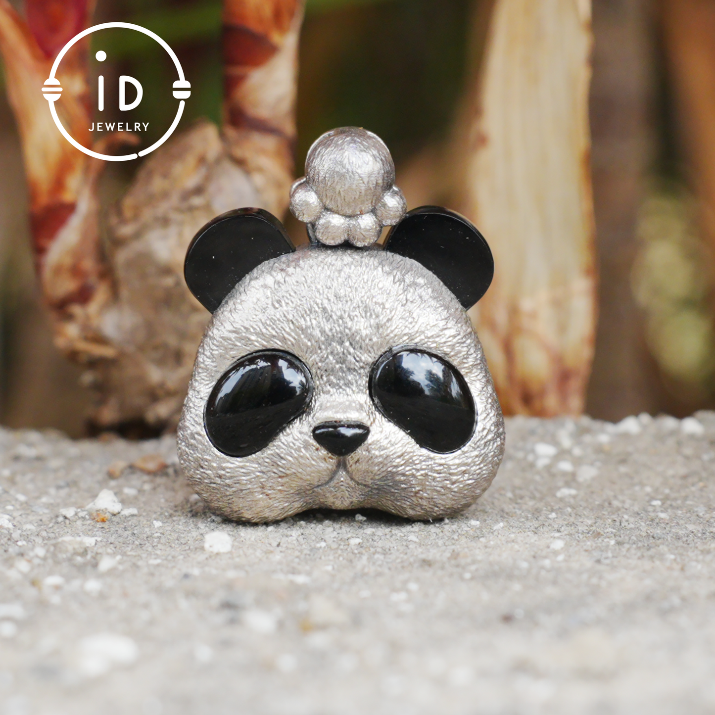 Silver Panda Pendant with Black Agate – Handmade Animal Necklace in 925 Sterling Silver, Fairy Tale Jewelry, Gift for Her, Nature Lover