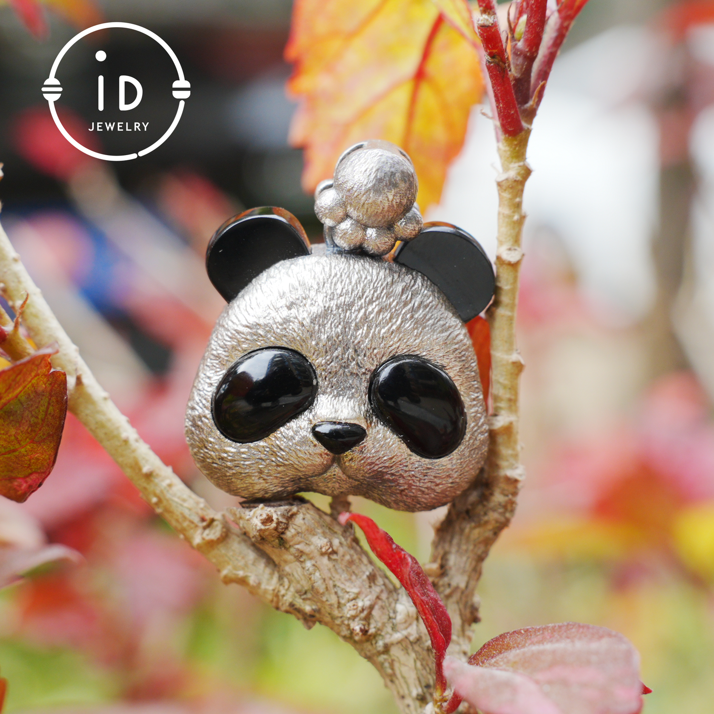 Silver Panda Pendant with Black Agate – Handmade Animal Necklace in 925 Sterling Silver, Fairy Tale Jewelry, Gift for Her, Nature Lover