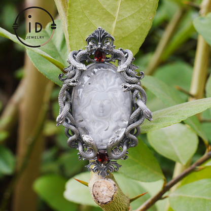 Hand-Carved Medusa Amethyst Pendant | Raised Serpent Frame in 925 Sterling Silver | Gothic Talisman for Powerful Self-Empowerment