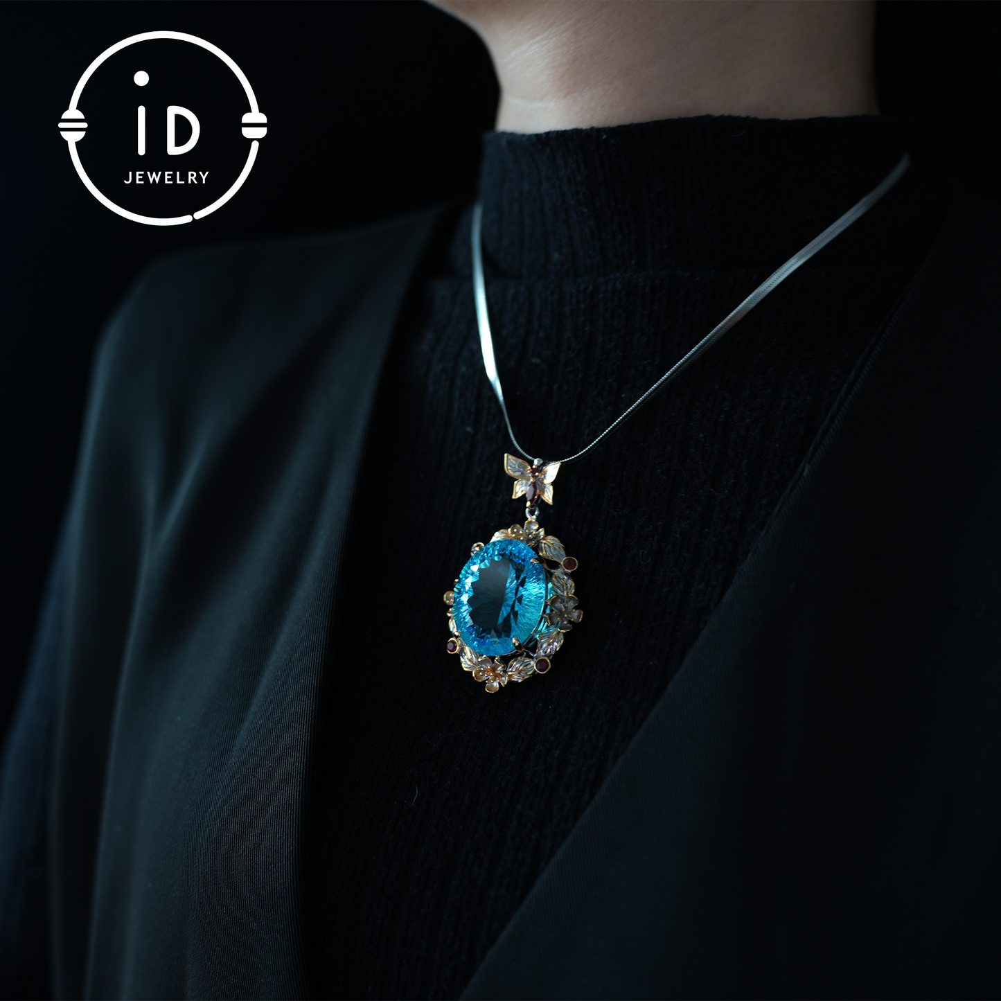 Mystic Blue Topaz Pendant| Handmade Jewelry| Baroque Style| 18K Gold Plated Silver| Luxury Statement Pendant| Fantasy Gift| Gemstone Jewelry
