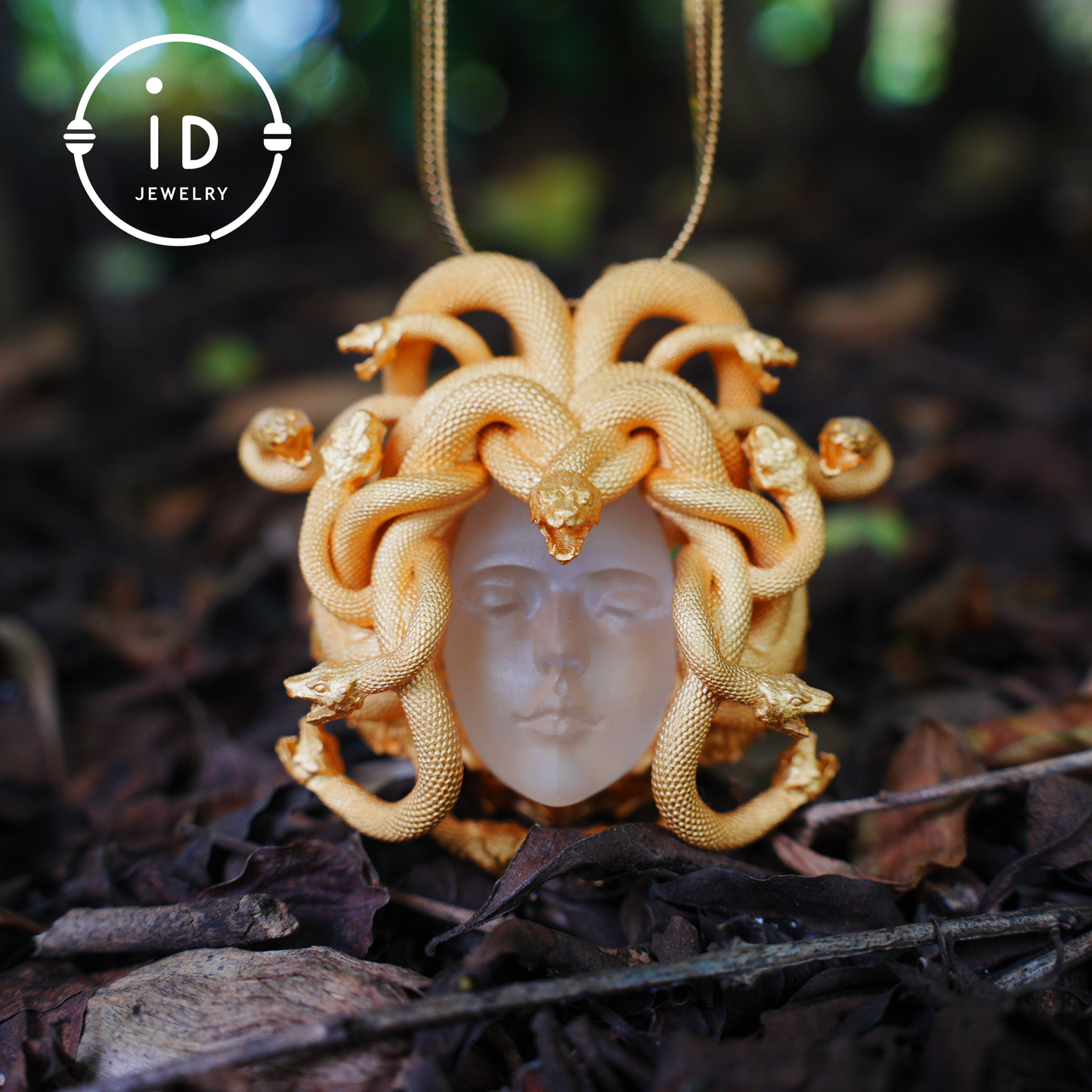 Medusa Pendant | Handmade 925 Silver & White Crystal | Mythical Statement Jewelry