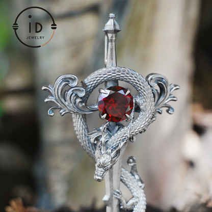 925 Silver Dragon Pendant Necklace｜Medieval Fantasy Jewelry｜Gothic Dragon Style｜Spiritual Power Symbol