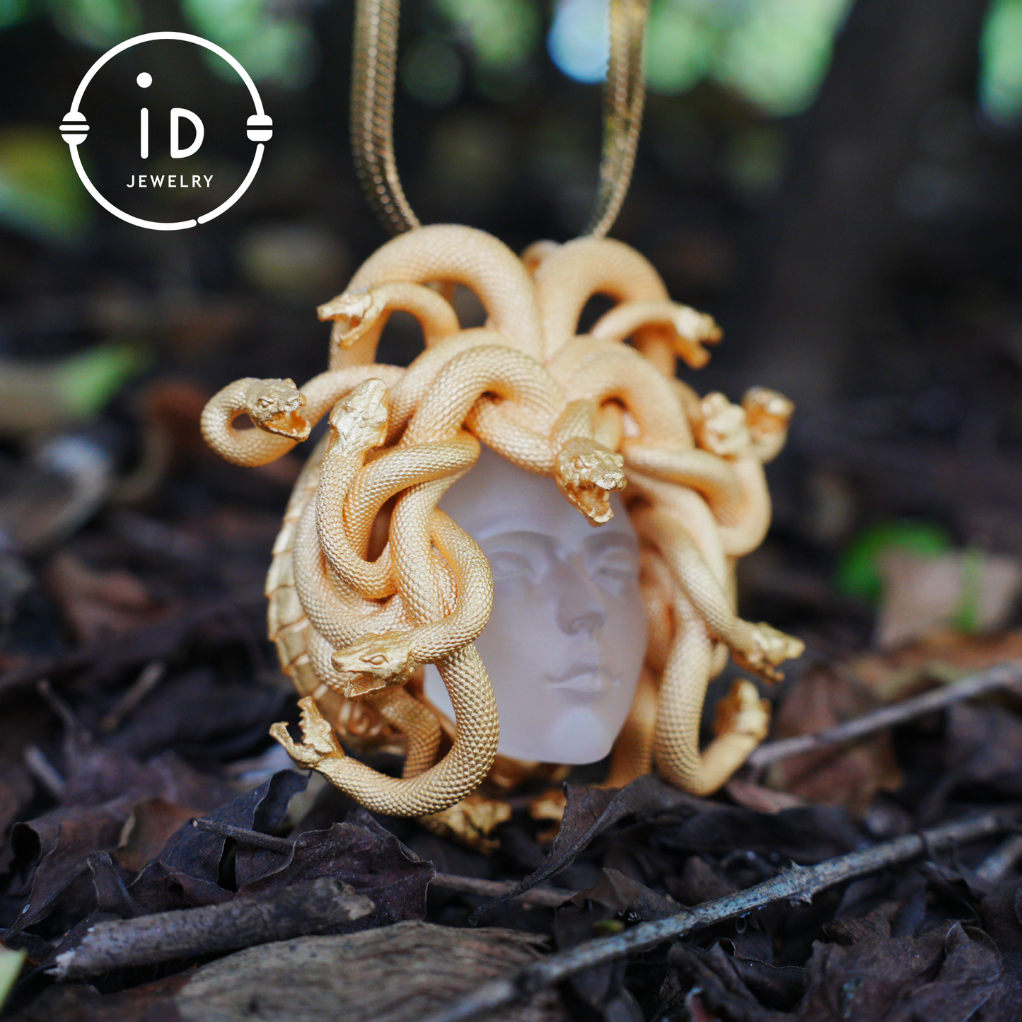 Medusa Pendant | Handmade 925 Silver & White Crystal | Mythical Statement Jewelry