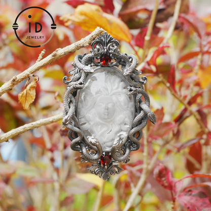 Hand-Carved Medusa Amethyst Pendant | Raised Serpent Frame in 925 Sterling Silver | Gothic Talisman for Powerful Self-Empowerment