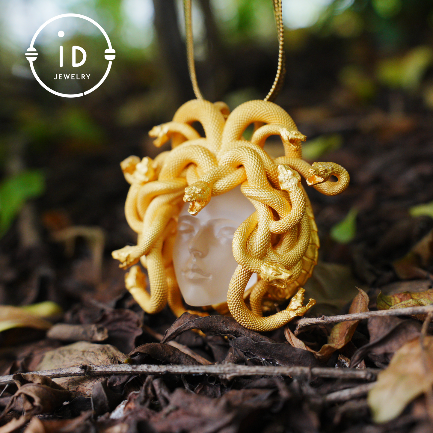 Medusa Pendant | Handmade 925 Silver & White Crystal | Mythical Statement Jewelry