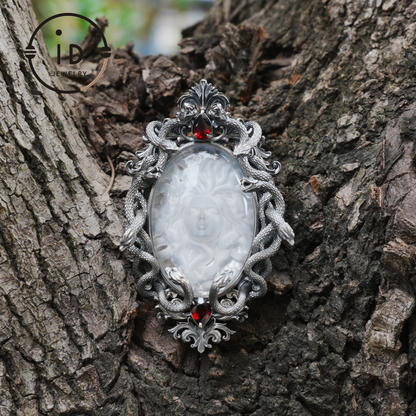 Hand-Carved Medusa Amethyst Pendant | Raised Serpent Frame in 925 Sterling Silver | Gothic Talisman for Powerful Self-Empowerment