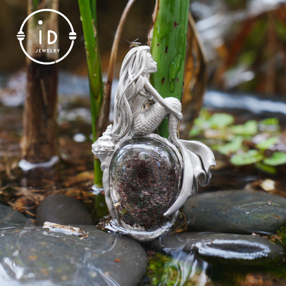 Mermaid Seashell Fossil Pendant, Handcrafted Ocean Goddess Amulet, Spiritual Protection Jewelry, Mythical Art Design, Siren Sea Gift