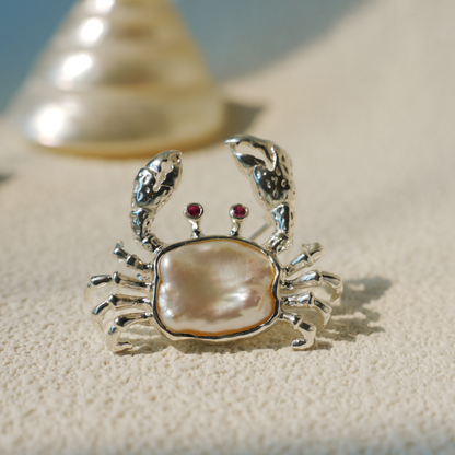 925 Silver Crab Brooch Pendant | Baroque Pearl Jewelry | Handmade Ocean Gift for Her | Nature-Inspired Design