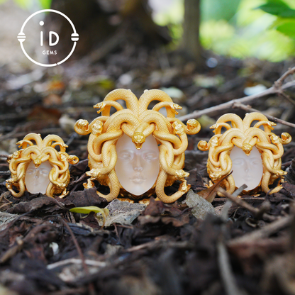 Medusa Pendant | Handmade 925 Silver & White Crystal | Mythical Statement Jewelry