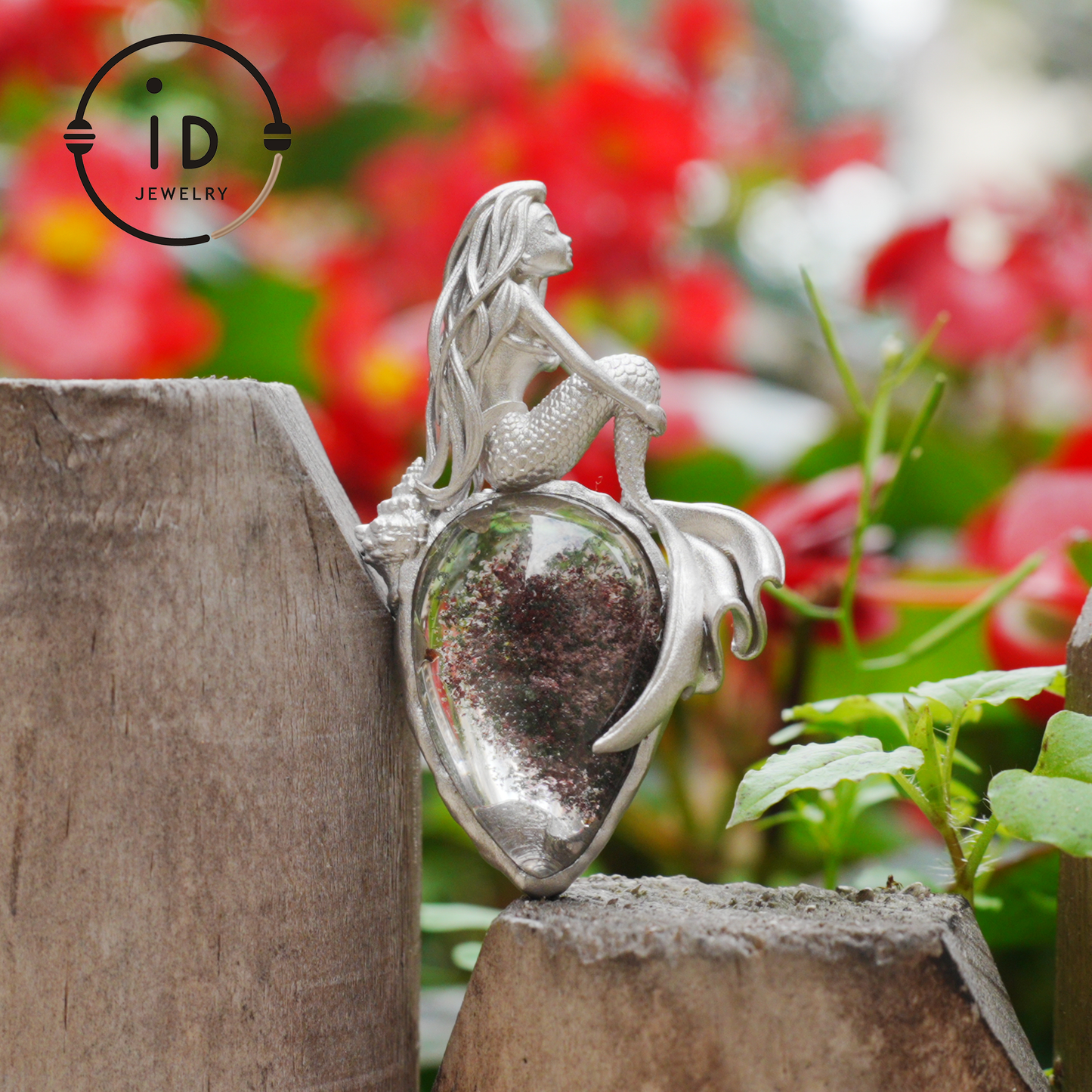 Mermaid Seashell Fossil Pendant, Handcrafted Ocean Goddess Amulet, Spiritual Protection Jewelry, Mythical Art Design, Siren Sea Gift