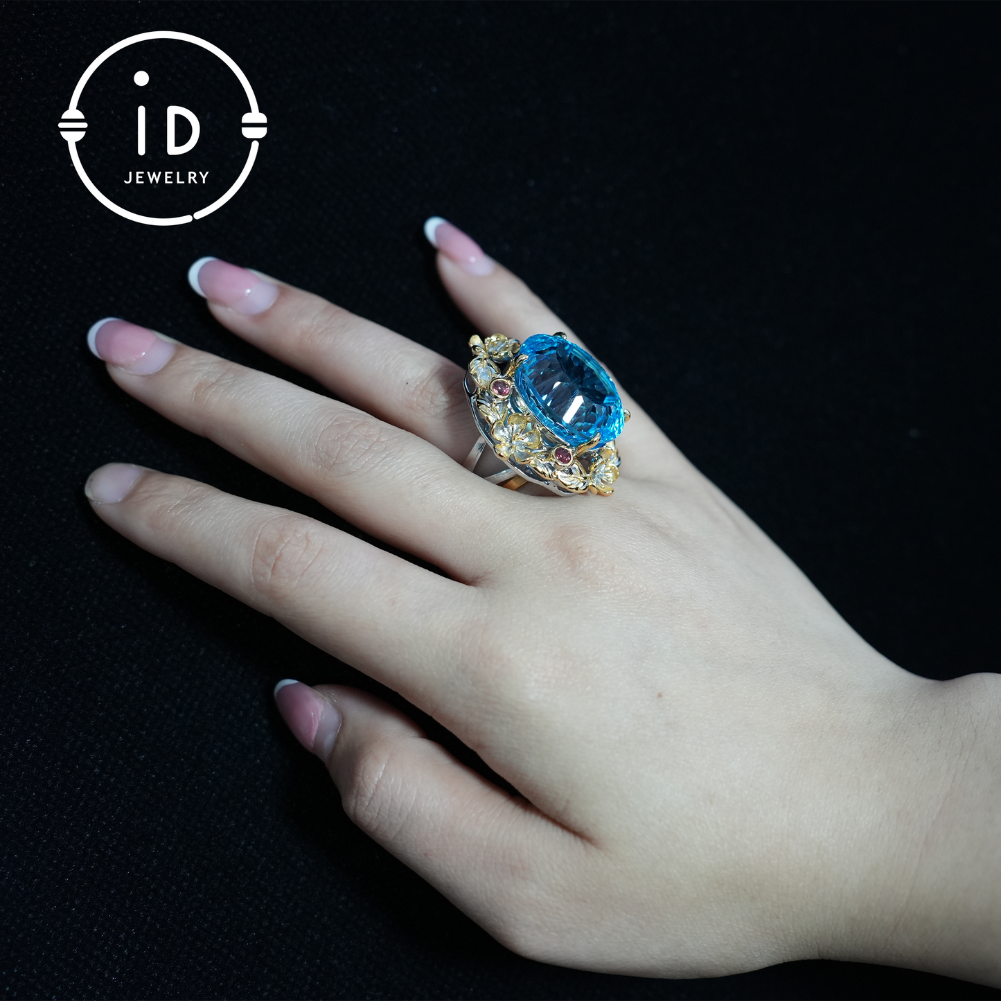 Exclusive Baroque Natural Topaz Ring| Elegant Floral Ring| Handmade Vintage Jewelry| Luxury Statement Ring for Women