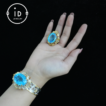 Exclusive Baroque Natural Topaz Ring| Elegant Floral Ring| Handmade Vintage Jewelry| Luxury Statement Ring for Women