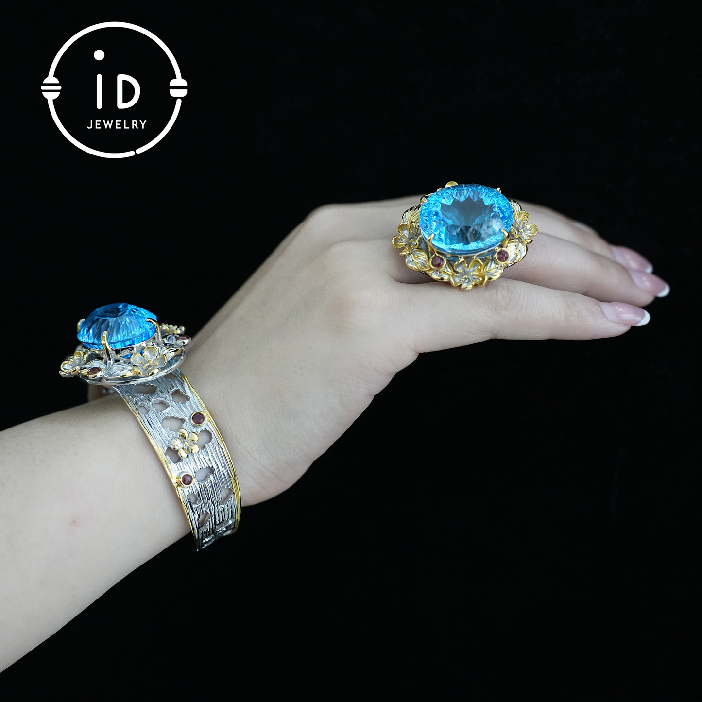 Exclusive Baroque Natural Topaz Ring| Elegant Floral Ring| Handmade Vintage Jewelry| Luxury Statement Ring for Women