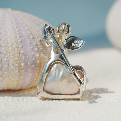 925 Silver Angel Pendant Brooch | Pearl Cloud Jewelry | Gift of Protection & Peace for Her