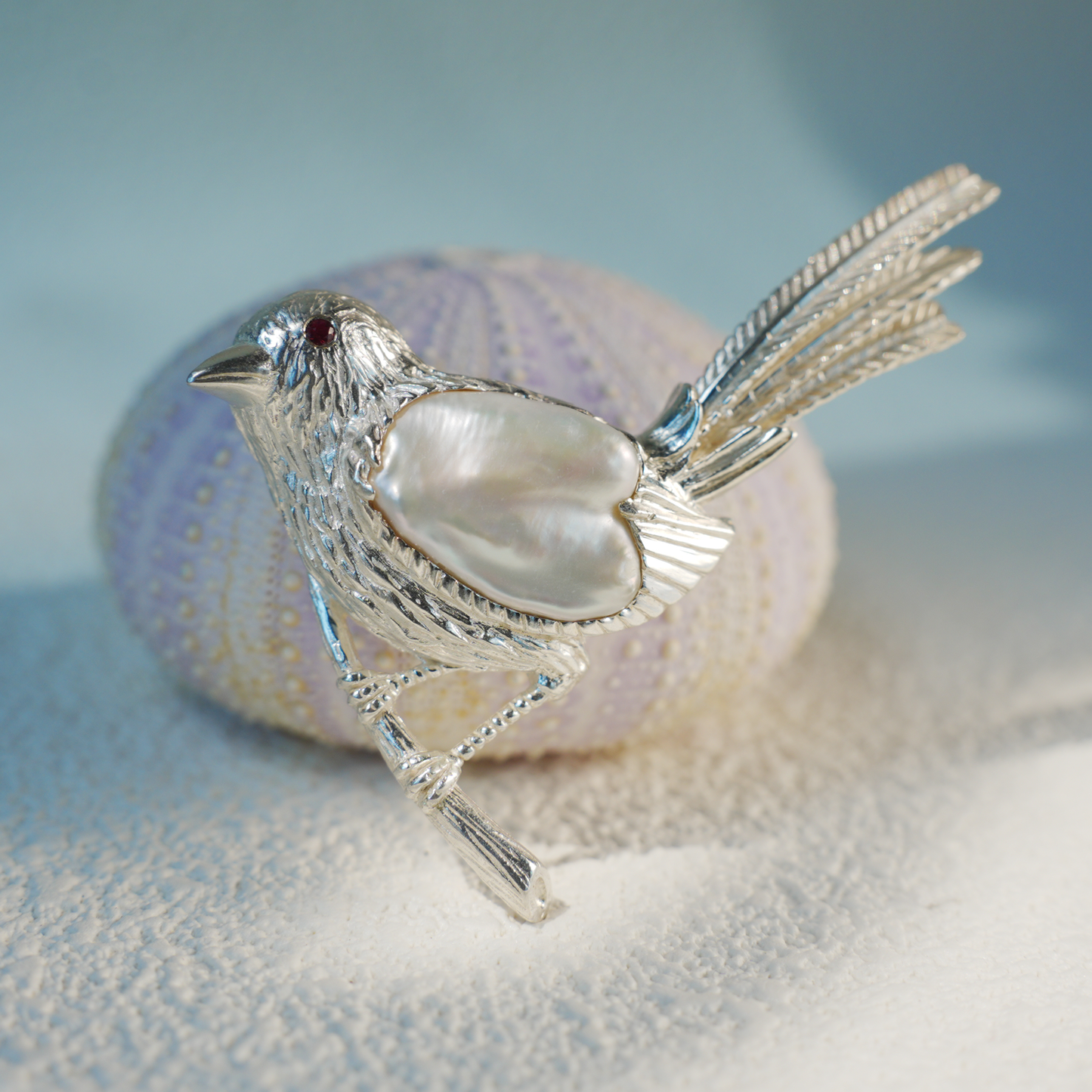 925 Silver Bird Pendant Brooch | Baroque Pearl Animal Jewelry | Gift for Her or Friend