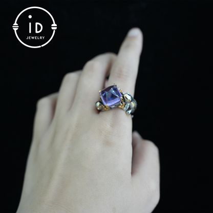 Mystical Amethyst Claw Ring| Handmade Gothic Jewelry| Natural Amethyst| Unique Silver Fantasy Ring| Gift for Her| Statement Ring