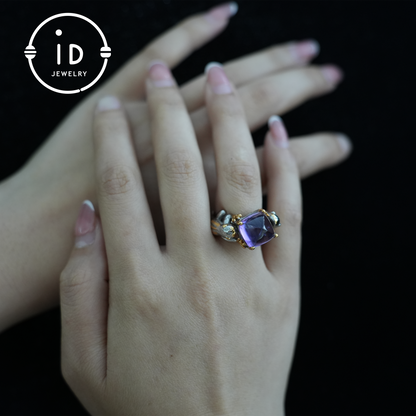 Mystical Amethyst Claw Ring| Handmade Gothic Jewelry| Natural Amethyst| Unique Silver Fantasy Ring| Gift for Her| Statement Ring