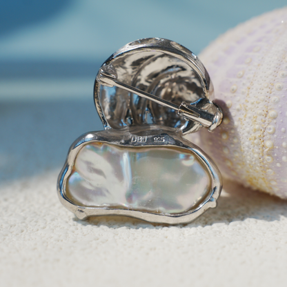 925 Silver Panda Pendant Brooch | Baroque Pearl Totem Jewelry | Healing Gift for Her