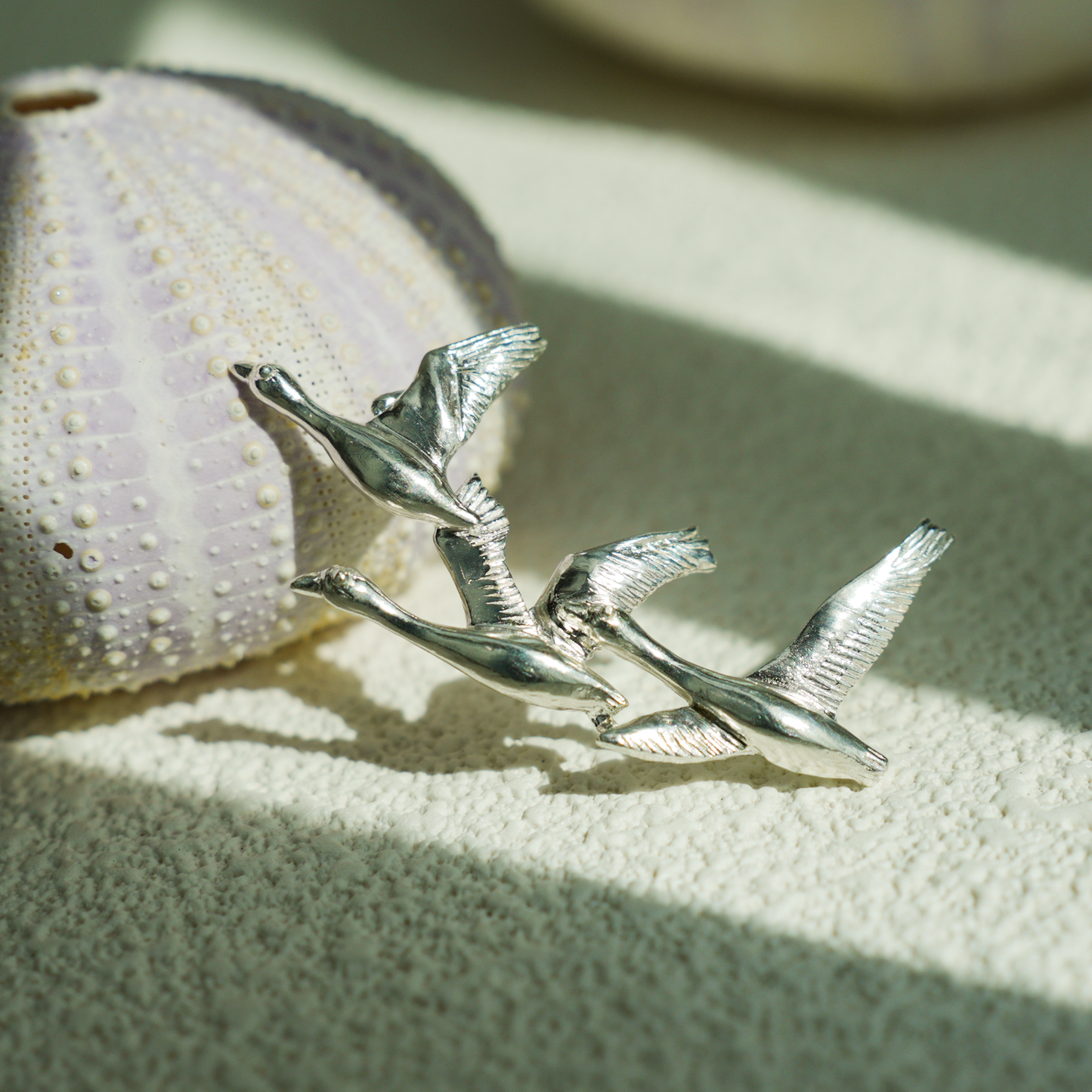 925 Silver Flying Geese Brooch Pendant | Handmade Bird Jewelry | Gift of Loyalty & Reunion for Her