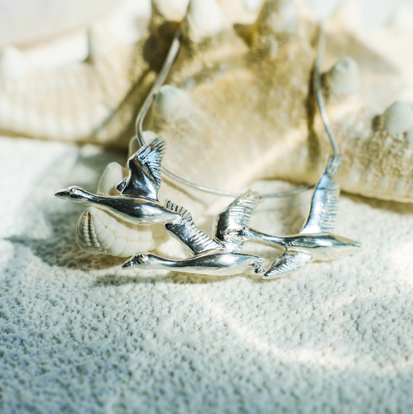 925 Silver Flying Geese Brooch Pendant | Handmade Bird Jewelry | Gift of Loyalty & Reunion for Her