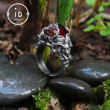 Handmade Gothic Ring | Mystical Jewelry with Agate | Baroque Style