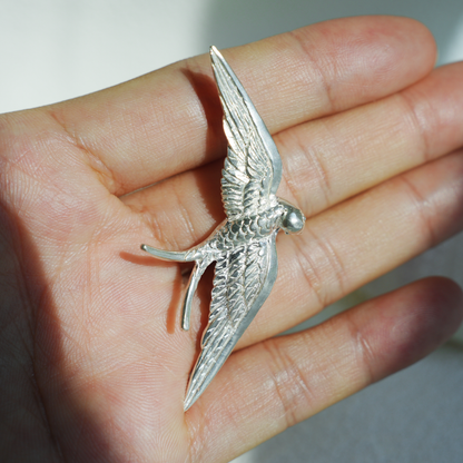 925 Silver Swallow Pendant Brooch | Flying Bird Jewelry | Gift for Women & Lovers