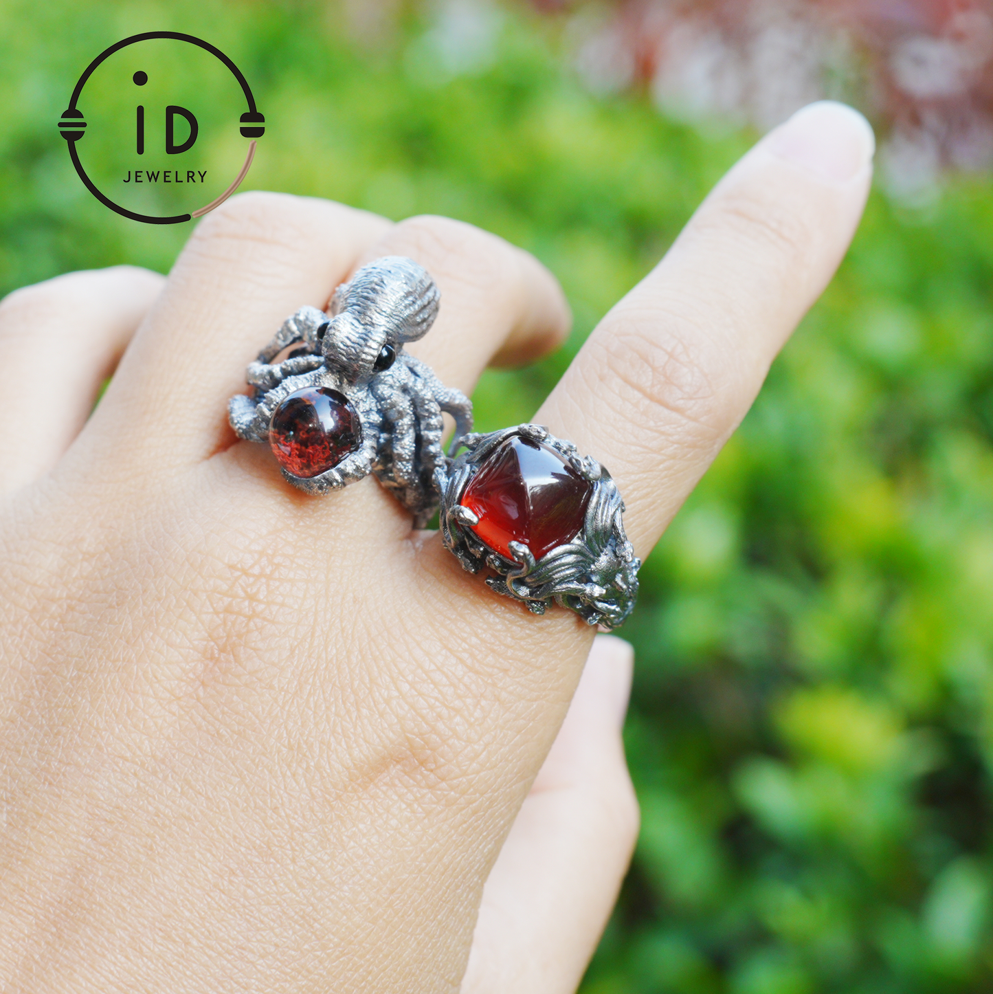 Handmade Gothic Ring | Mystical Jewelry with Agate | Baroque Style