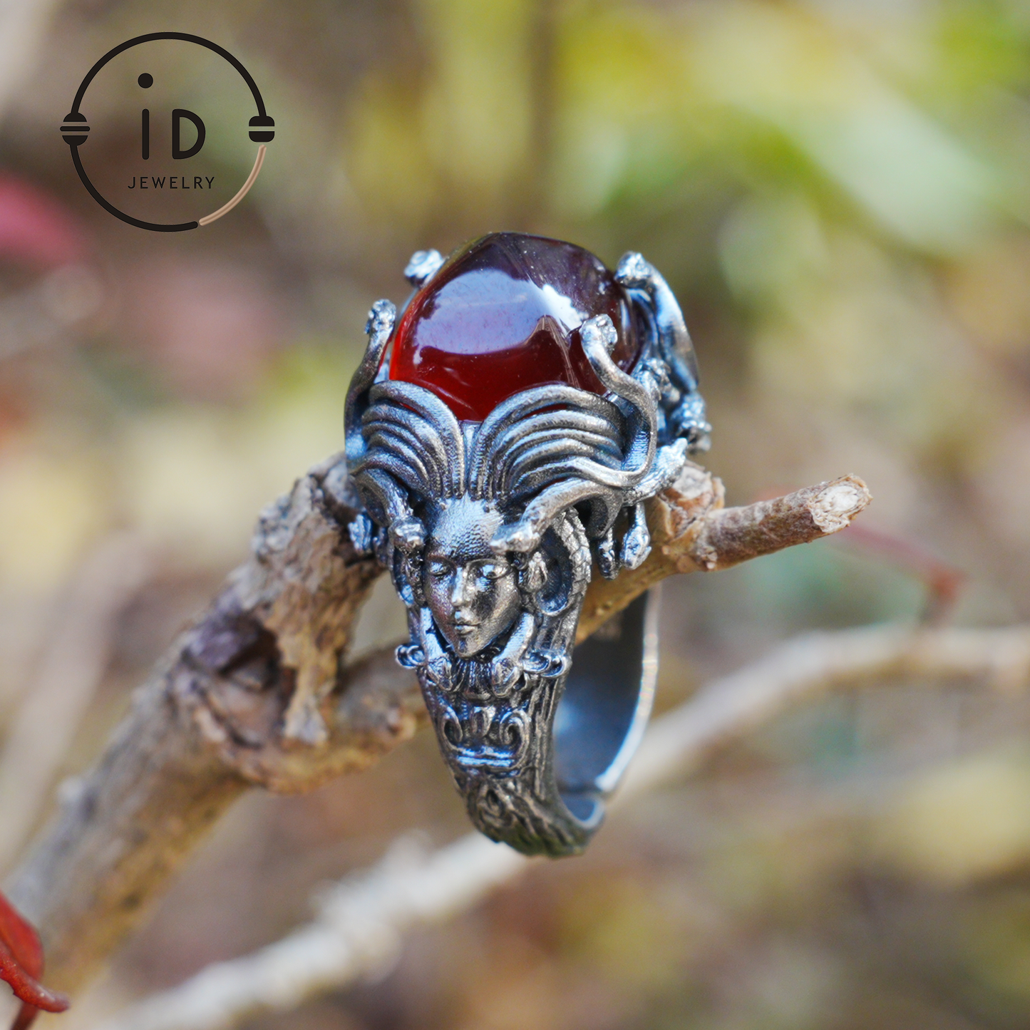 Handmade Gothic Ring | Mystical Jewelry with Agate | Baroque Style