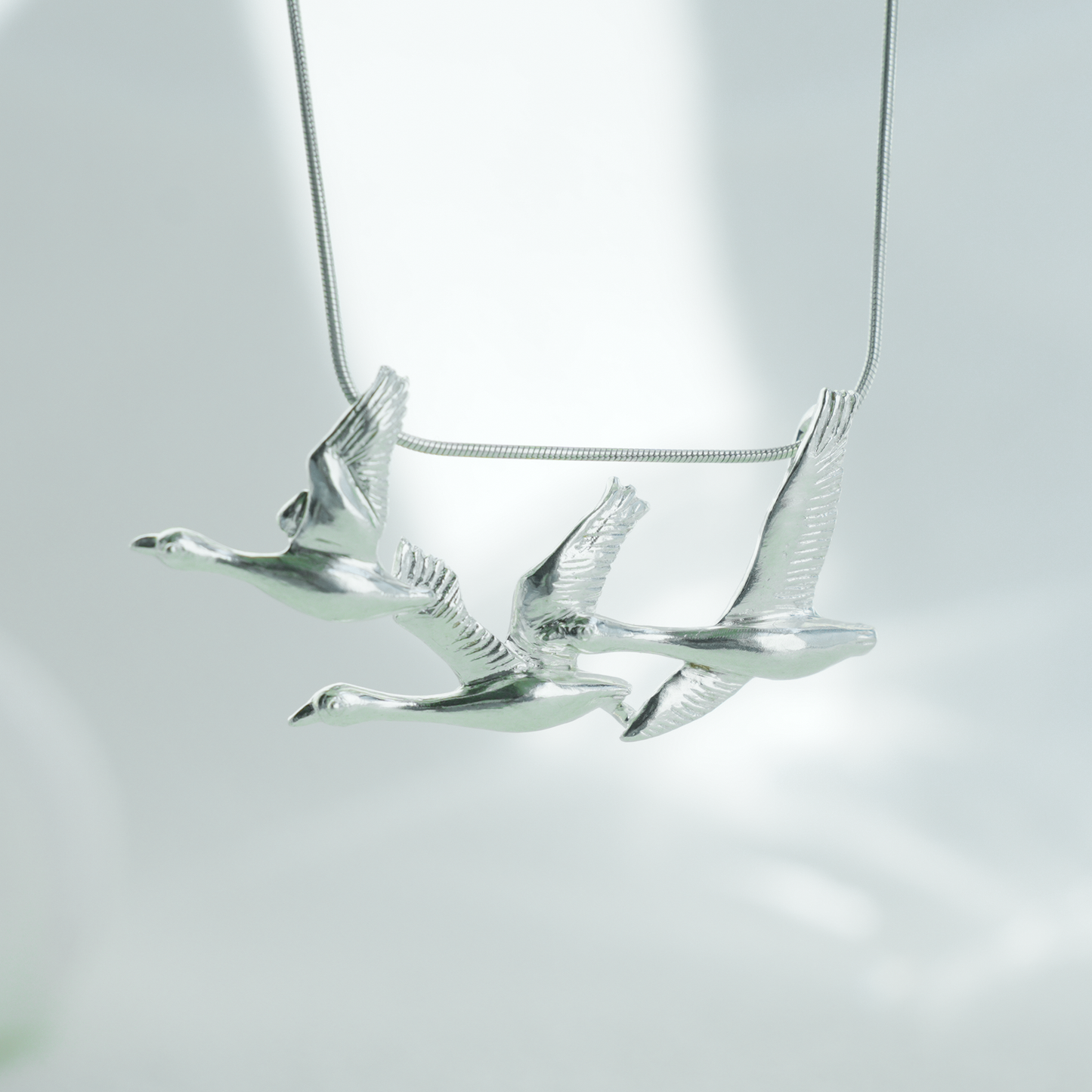 925 Silver Flying Geese Brooch Pendant | Handmade Bird Jewelry | Gift of Loyalty & Reunion for Her