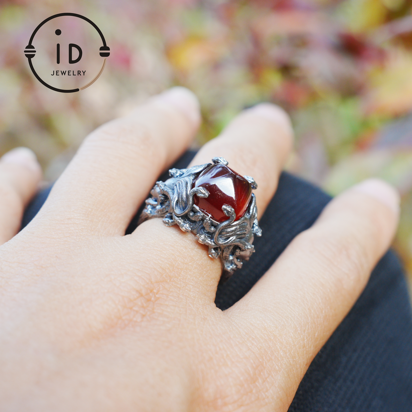 Handmade Gothic Ring | Mystical Jewelry with Agate | Baroque Style